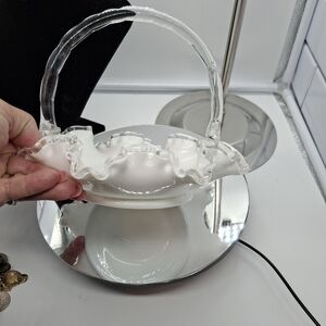 Milk Glass Basket Ruffled